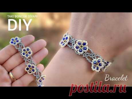 Çiçekli kristal Bileklik Yapımı // Flower crystal bracelet /How to make beaded bracelet. #diy