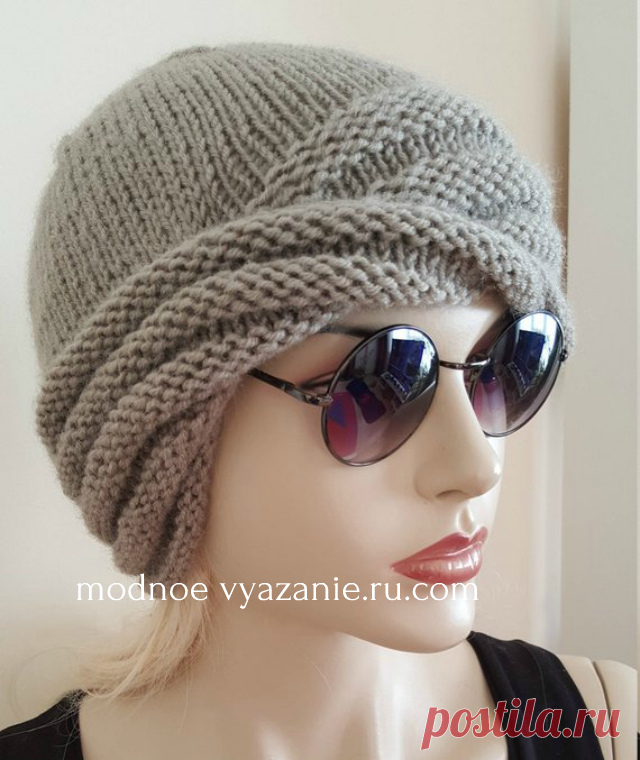 Вязаная спицами перекрученная шапка от Wiliams Cloche - Klubok - Modnoe Vyazanie.ru.com