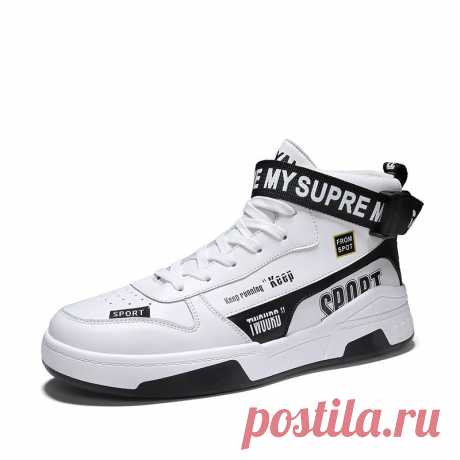 Men Fashion Letter Pattern Leather Comfy High Top Casual Sport Skate Shoes - US$44.92