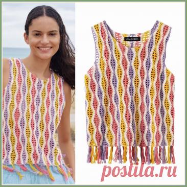 Топ крючком и вариации узора "прорехи" | Вяжем с удовольствием | Дзен