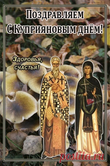 В память о священномученике Киприане и мученице Иустине, живших в III веке и пострадавших за веру во время гонений императора Диоклетиана. Открытки ко Дню памяти Куприяна и Устиньи.