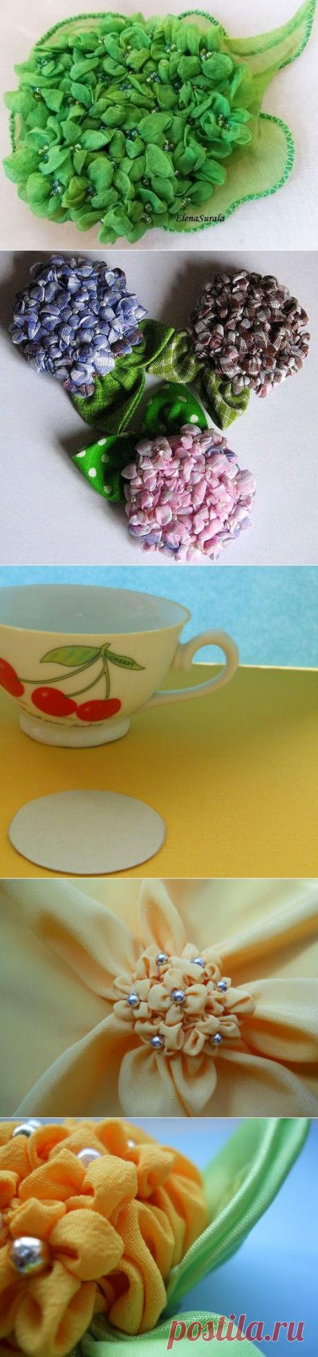 Прекрасная гортензия — брошь в японском стиле — Рукоделие