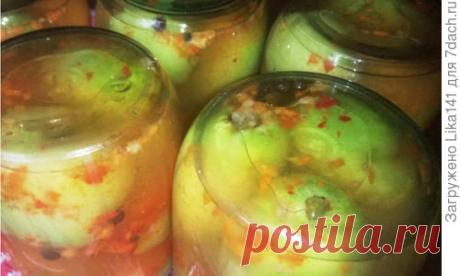 Маринованные зеленые помидоры в овощной заливке. Рецепт + видео