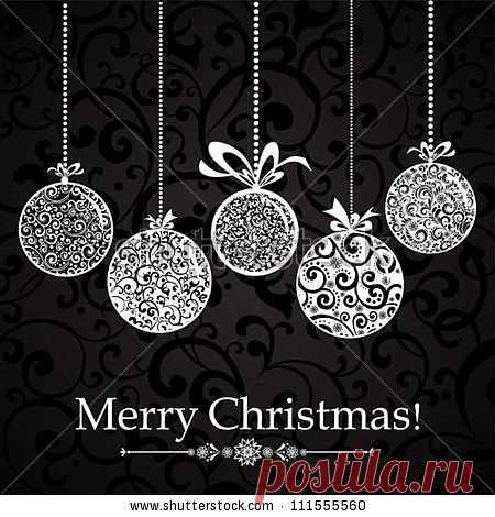 Vintage Card With Christmas Balls. Vector Illustration - 111555560 : Shutterstock