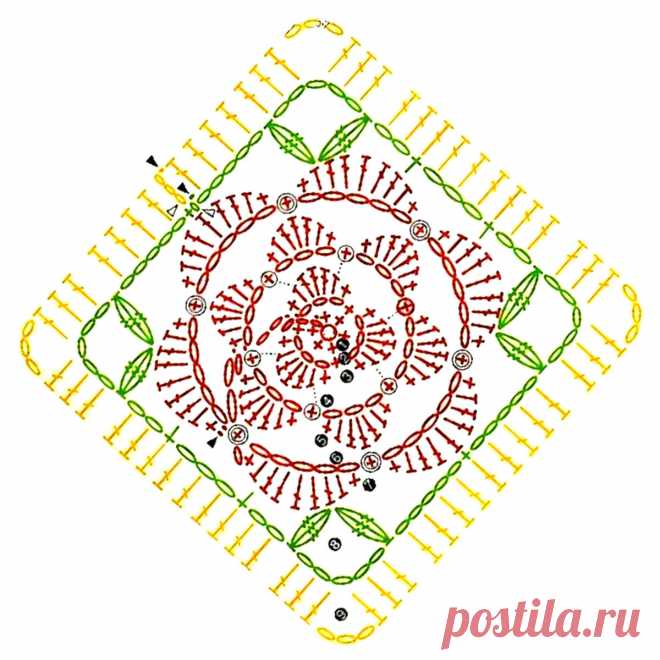 Роза в мотиве крючком - Схема + Плед + Мастер-класс | Наталья Ач | Дзен