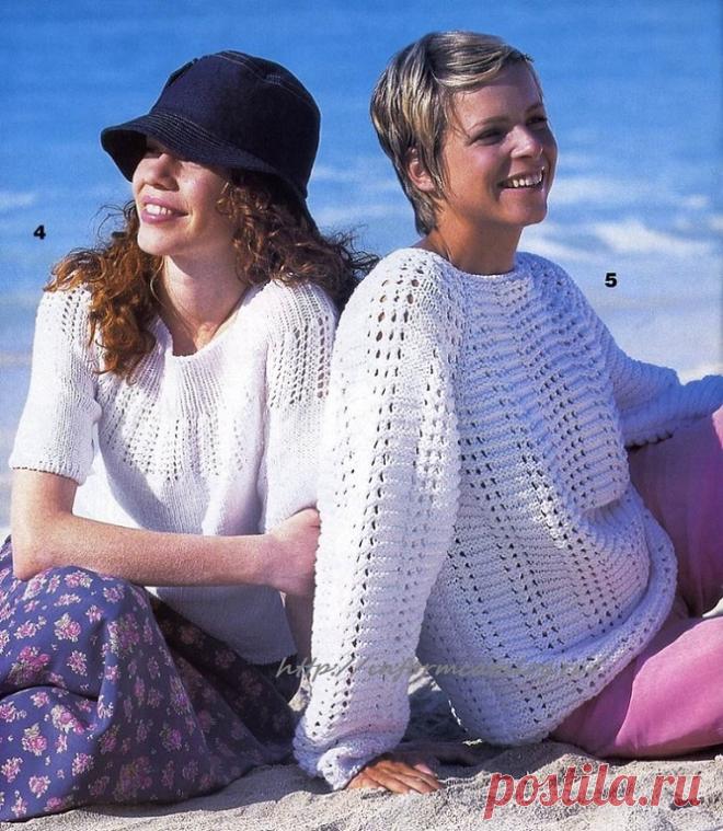 Два Белых Пуловера спицами | Ниточка