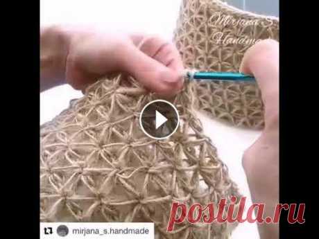 &quot;ЗВЕЗДНЫЙ&quot; АБАЖУР ИЗ ДЖУТОВОГО ШНУРА Видео мастер-класса по вязанию этого узора взято из Инстаграм, ссылки выше....