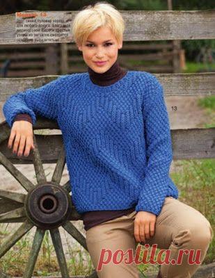 МИР РУКОДЕЛИЯ: Пуловер из толстой пряжи загзагами | Каталог