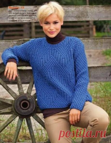 МИР РУКОДЕЛИЯ: Пуловер из толстой пряжи загзагами | Каталог