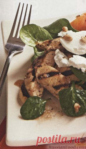Рецепт: Куриное филе с персиками и вишневой заправкой на RussianFood.com