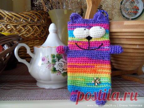 Радужные коточехлы | Вязаные чехлы для мобильных телефонов | HandMade39.ru