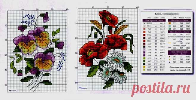 Вышивка цветов крестиком — Сделай сам, идеи для творчества - DIY Ideas