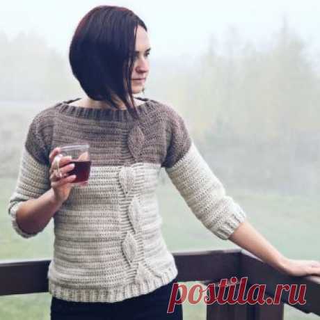 Джемпер. Автор crochet_insta_mir. Узор "листья" крючком
