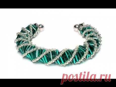Tutorial: beads style №3 for pandora bracelet / Спиральный жгут из бисера и стекляруса
