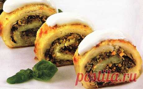 Картофельный рулет с капустой