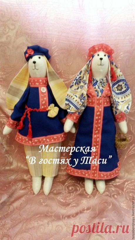 Купить Зайцы Тильды. - комбинированный, заяц, тильда, интерьер, кукла, лён, бязь