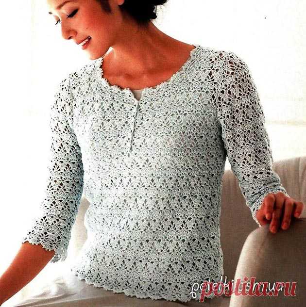Ажурная кофточка с укороченным рукавом. Схемы