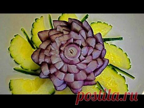 Цветы из лука! Украшения из овощей. Decoration Of Vegetables - YouTube