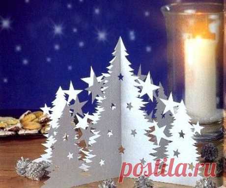 ЕЛКИ и Звезды - Зимний лес - Объемная Подставка, Украшение своими руками к Рождеству, Новому году! :: Блог Лики: Своими руками