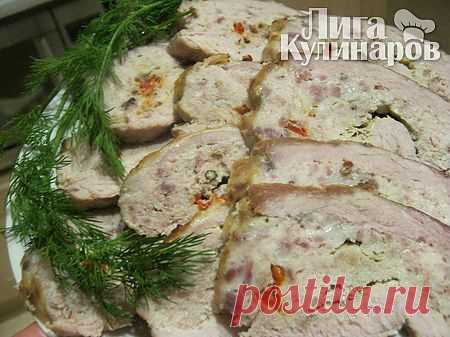 Свиной рулет с салом и чесноком — рецепт пошаговый от Лиги Кулинаров