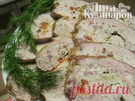 Свиной рулет с салом и чесноком — рецепт пошаговый от Лиги Кулинаров