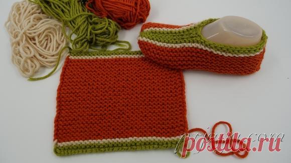 Тапочки по простому спицами