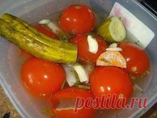 Вкусная еда - кулинарные рецепты на каждый день!: Быстрое ассорти - помидоры с огурцами