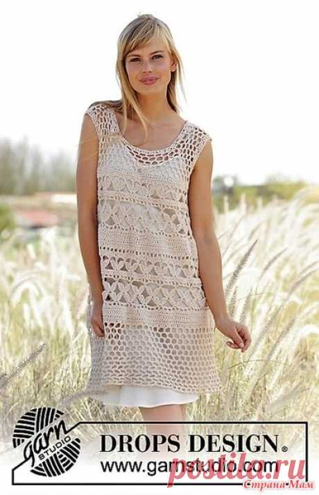 . Летнее платье цвета пудры Summer Bliss от DROPS Design. - Все в ажуре... (вязание крючком) - Страна Мам