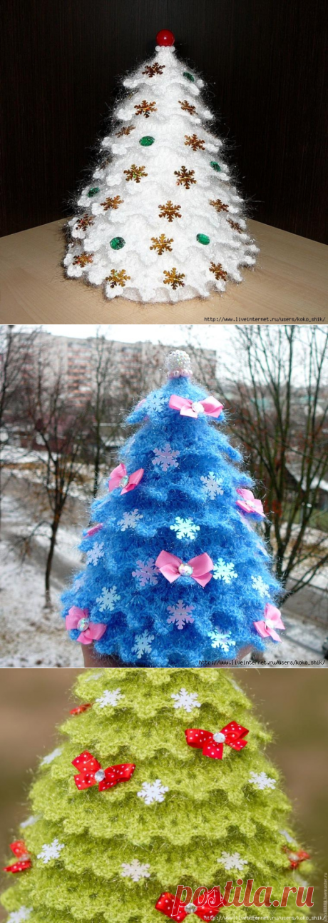 Искрящаяся новогодняя елочка крючком