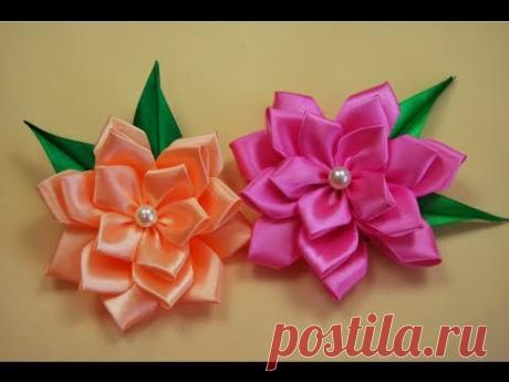 ЦВЕТЫ из атласных лент. Канзаши / Ribbon Flower Tutorial / ✿ NataliDoma