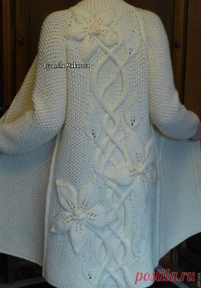 пальто "Белый клематис" / Handmade / Ручное вязание крючком и спицами / Pinme.ru / Ludmila Makarova
