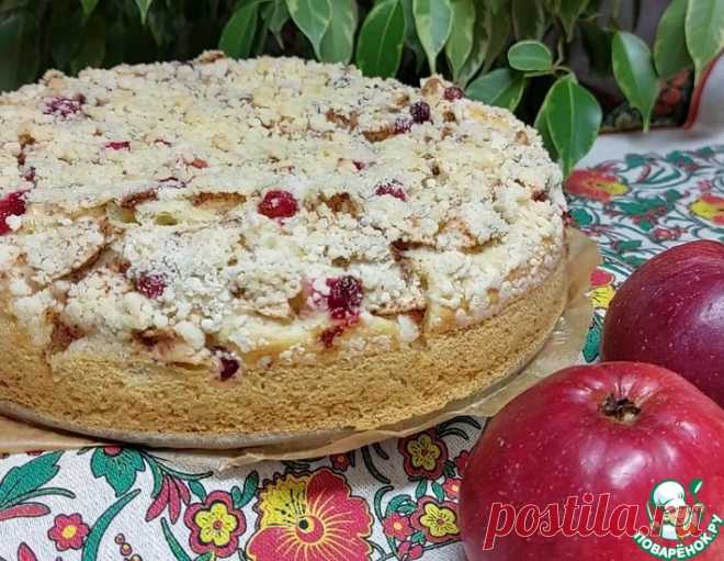 Яблочно-клюквенный пирог с песочной крошкой – кулинарный рецепт