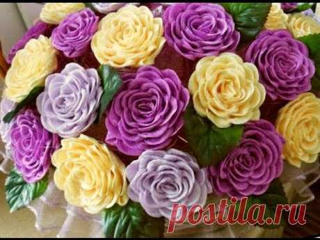 Подарок маме бабушке учительнице своими руками Розы из гофрированной бумаги Поделки с детьми!