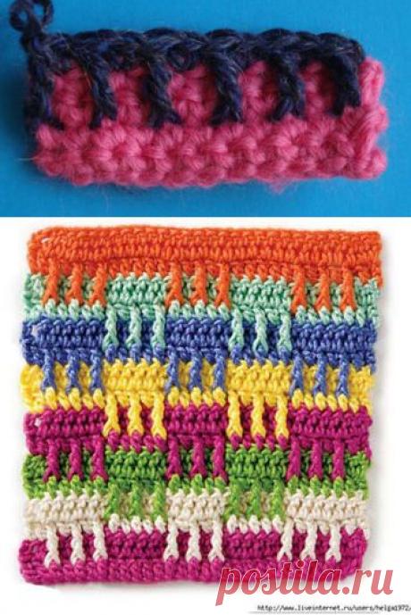 Начинаем вязать крючком – Видео урок вязания № 90 – “Спущенные столбики с двумя накид