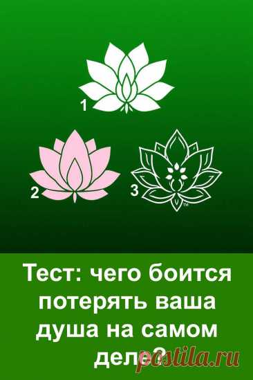 Этот психологический тест помогает понять, чего на самом деле боится потерять ваша душа. Символы лотосов отражают скрытые эмоции, внутренние переживания и то, что особенно важно для вашего спокойствия и гармонии. Спокойный формат теста помогает взглянуть на себя со стороны, почувствовать свои настоящие потребности и понять, куда направлять внимание, чтобы жить более уверенно и эмоционально комфортно.
