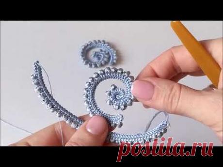 № 5  Завиток с обвязкой пышными столбиками закрученный вправо