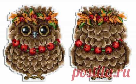 Autumn Owl Plastic Canvas Counted Cross Stitch Kit P-342 / SR-342 — Wizardi