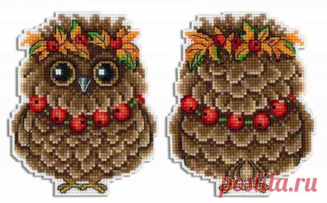 Autumn Owl Plastic Canvas Counted Cross Stitch Kit P-342 / SR-342 — Wizardi