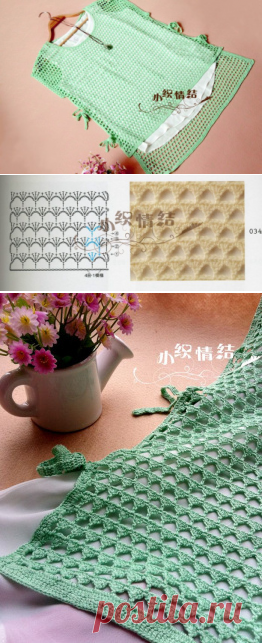 Туника-сетка с удлинённой спинкой. Крючок.