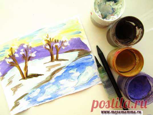 Рисунок Тает снег пошагово для детей с фотографиями Рисунок тает снег. Мастер-класс как нарисовать тает снег гуашью для детей. Содержит подробное описание с пошаговыми фотографиями.