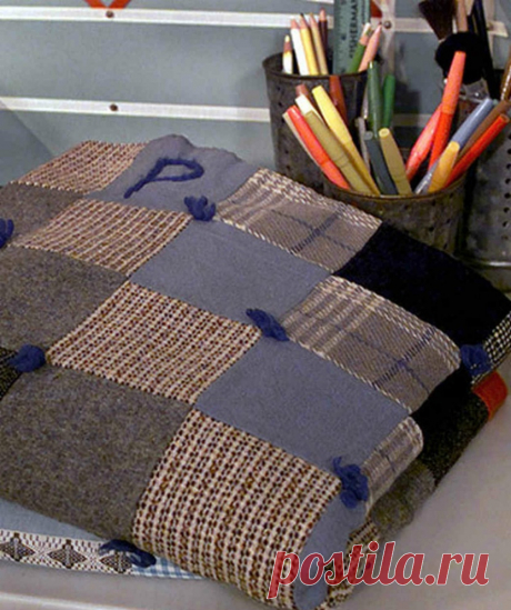 Как сделать красивый плед из старых свитеров? Мастер-класс - Postel-Deluxe.ru