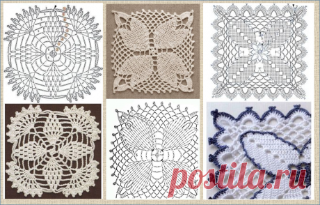 Еще 60 интересных схем квадратных мотивов для вязания крючком - в ваши копилочки | МНЕ ИНТЕРЕСНО | Яндекс Дзен