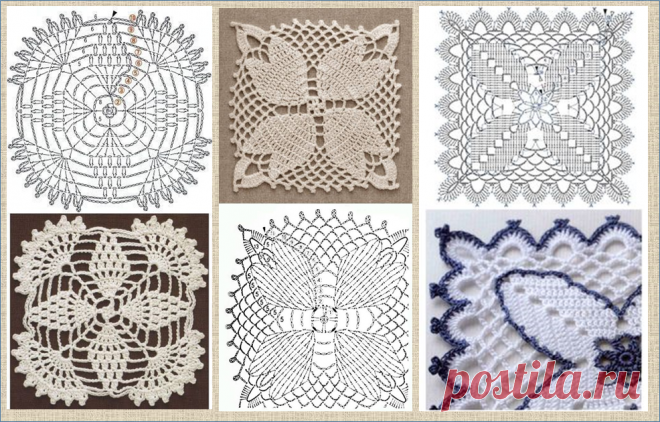 Еще 60 интересных схем квадратных мотивов для вязания крючком - в ваши копилочки | МНЕ ИНТЕРЕСНО | Яндекс Дзен