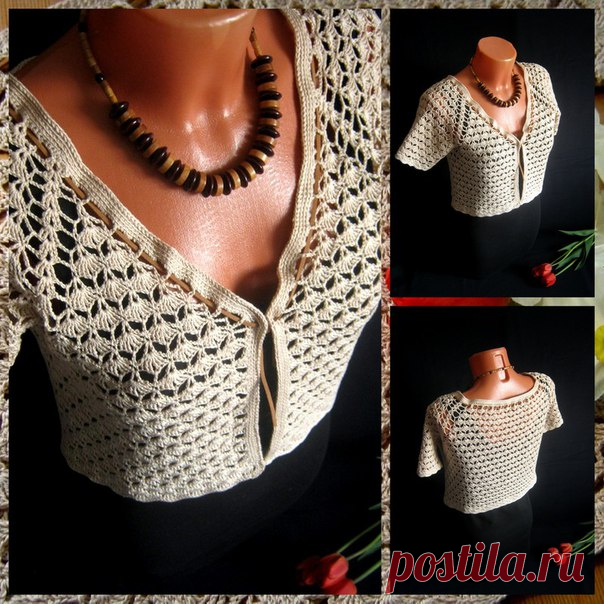 Летний жакет-болеро крючком