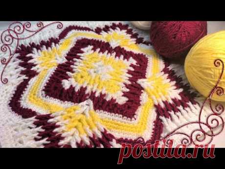 👑🤩КОРОЛЕВСКАЯ КРАСОТА! Вяжем💎невероятный МОТИВ, ПЛЕД, КОВРИК, ПОДУШКУ и т.д. Вязание крючком