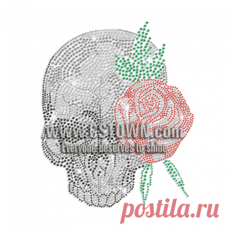 Bling Rose Skull Iron-on Rhinestone Transfer - CSTOWN