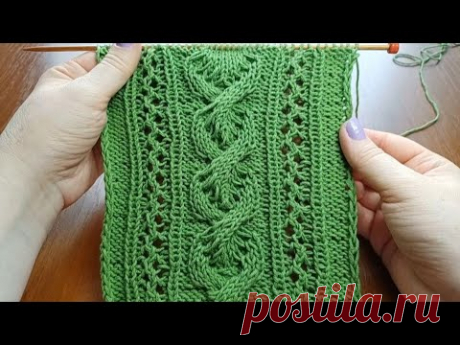 Ажурный узор "Коса из сердечек" + схема. Knitting an openwork pattern "Braid with hearts" + scheme.