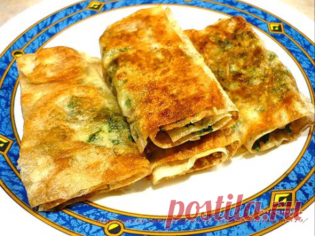 АРМЯНСКИЙ ЛАВАШ С БРЫНЗОЙ И ЗЕЛЕНЬЮ..