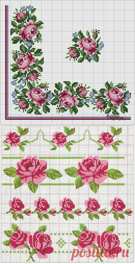 Вышиваем крестиком розы: схемы — DIYIdeas