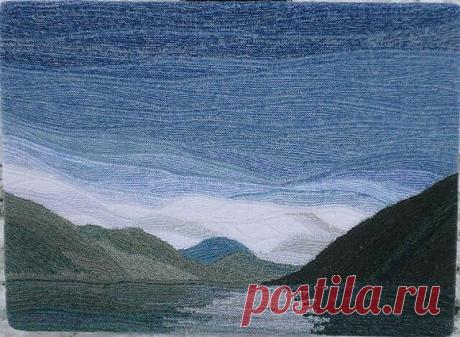 Картины, связанные спицами методом частичного вязания.